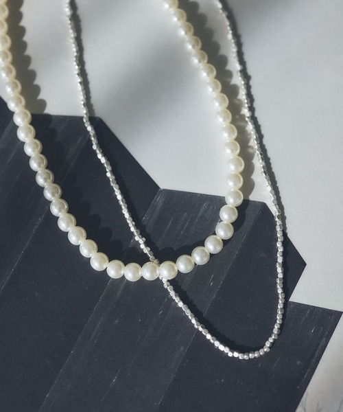 Andemiu（アンデミュウ）の「パールメタル2レンネックレス184368（ネックレス・レディース・シルバー/ゴールド・FREE）」の3枚目の写真