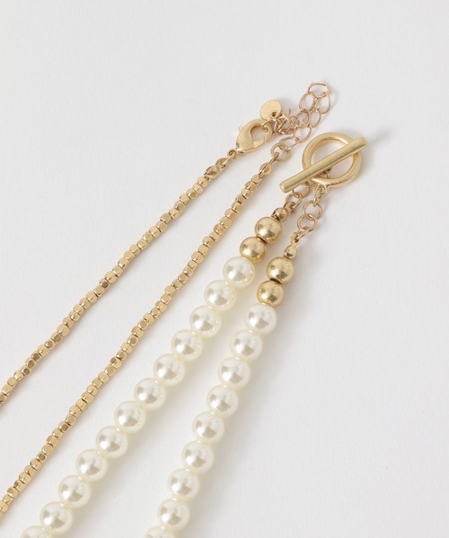 Andemiu（アンデミュウ）の「パールメタル2レンネックレス184368（ネックレス・レディース・シルバー/ゴールド・FREE）」の9枚目の写真