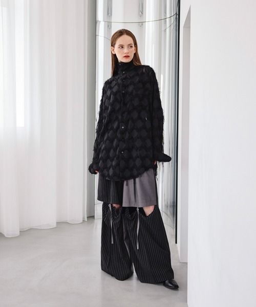 See through jacquard fringe shirt / シースルージャガードフリンジ