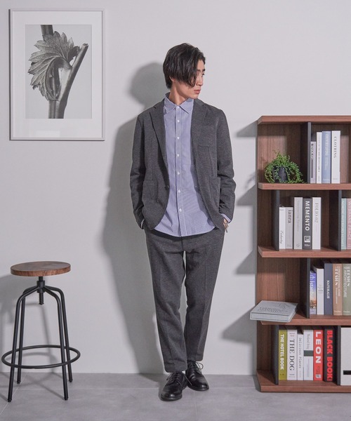 ROOT THREE(ルートスリー)の「【ROOT THREE/ルートスリー】杢ニット 縦横ストレッチ テーラードジャケット セットアップ対応(テーラードジャケット・メンズ・グレー/ネイビー/チャコールグレー・X-LARGE/MEDIUM/SMALL/LARGE)」の15枚目の写真