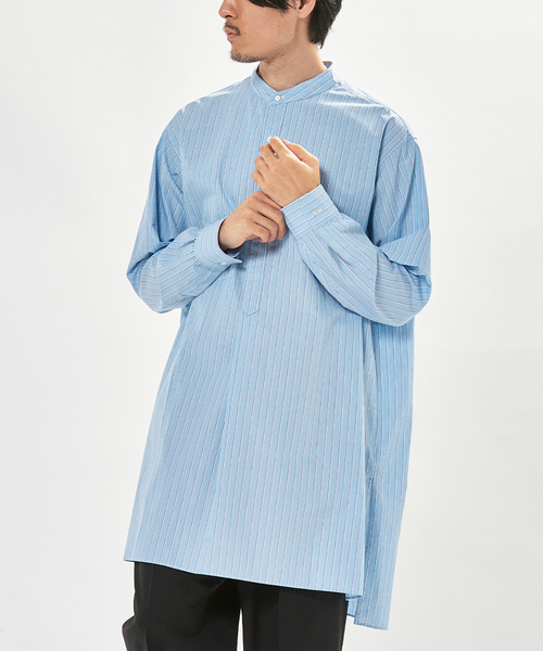 ÉDIFICE LA BOUCLE ラ ブークル バンドカラーストライプシャツ ÉDIFICE LA BOUCLE ラ ブークル バンドカラーストライプシャツ