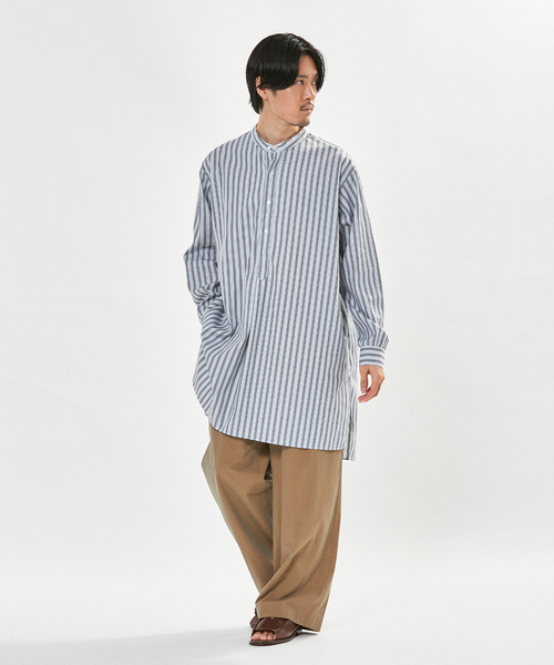 ÉDIFICE LA BOUCLE ラ ブークル バンドカラーストライプシャツ EDIFICE LA BOUCLE（エディフィスラブークル）の「【LA BOUCLE