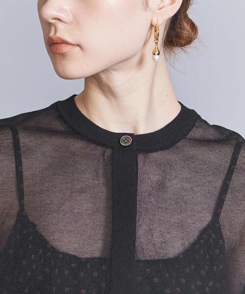 コットンナイロンシアーカーディガン-ウォッシャブル-