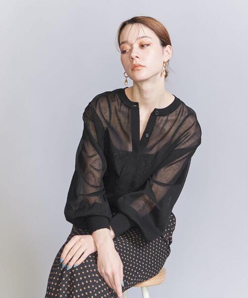 コットンナイロンシアーカーディガン-ウォッシャブル-