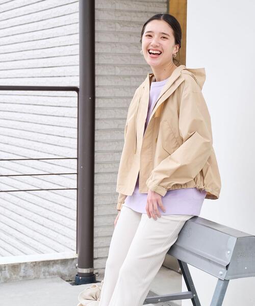 ★green label relaxing ショートコート フード付き 2way オーガニックコットンツイル ストレッチ フード付き ショート