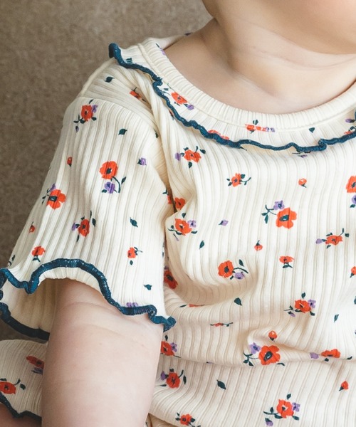 pairmanon（ペアマノン）の「【プレミアムリブコットン100%】【ベビー】メローフリルリブロンパース（ロンパース・キッズ・ブルー/ライトイエロー/レッド系その他/ベージュ/ライトパープル/ピンク/ブルー系その他/レッド系その他2/ブラック/ライトグリーン・70/80）」の11枚目の写真