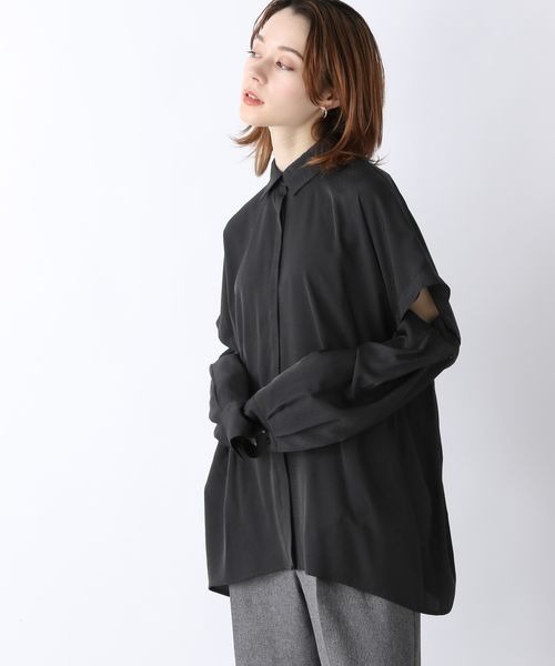 JEANASIS（ジーナシス）の「ドビー2WAYスリーブシャツ/189702（シャツ/ブラウス・レディース・ホワイト/ブルー/スミクロ・FREE）」の17枚目の写真