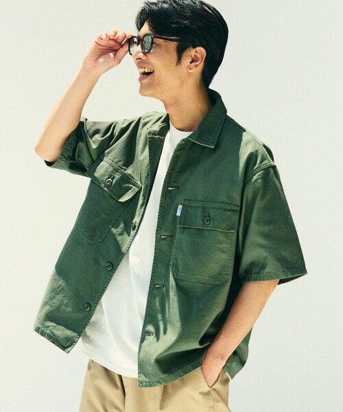 GUNG HO（ガンホー）の「GUNG HO/ガンホー SP GUNGHO FATIGUE SHT S/S/別注 ファティーグシャツ 半袖シャツ（シャツ/ブラウス・メンズ・オリーブ/オフホワイト/ネイビー/ベージュ/ブラック/ブルー・LARGE/MEDIUM）」の4枚目の写真