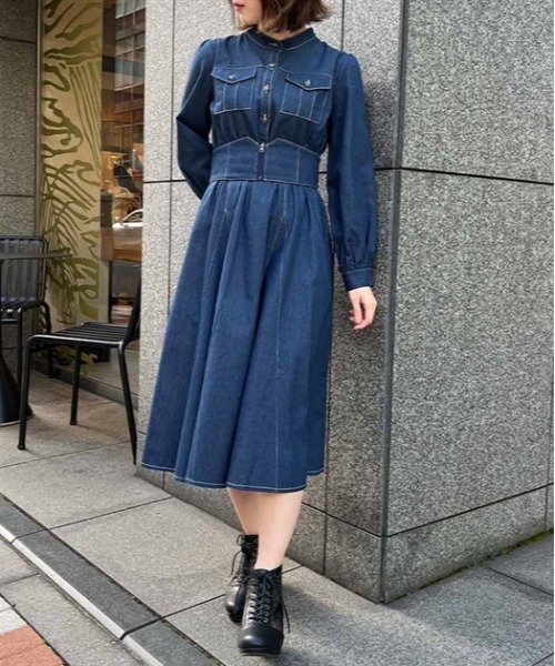 アクシーズファム　ワンピーストップスセット 蝶々×花柄ジップOP（ワンピース）｜axes femme（アクシーズ