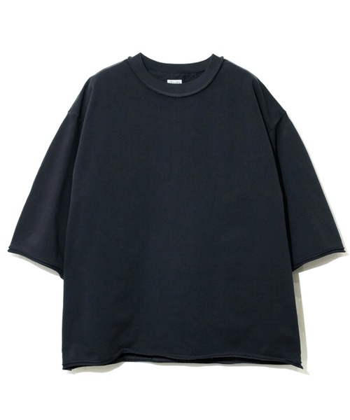 AOZORA（アオゾラ）の「AOZORA/アオゾラ　ストライプインレイカットオフ5分袖（Tシャツ/カットソー・メンズ・ブルー系その他/ブラック/マスタード・MEDIUM/LARGE/X-LARGE）」の2枚目の写真