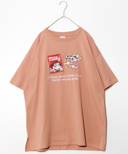 ALWAYS GOOD TIME(オルウェイズグッドタイム)の「【ペコちゃん】天竺総刺繍半袖Tシャツ(Tシャツ/カットソー・レディース・グレー/オレンジ系/ピンク/ライトパープル・L/M)」の4枚目の写真