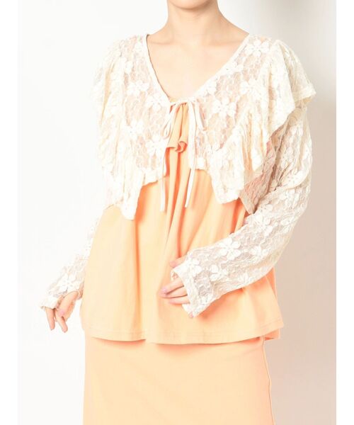 merry jenny（メリージェニー）の「カットレースリボンカーディガン（カーディガン/ボレロ・レディース・ブラック/オフホワイト/アイボリー・FREE）」の6枚目の写真