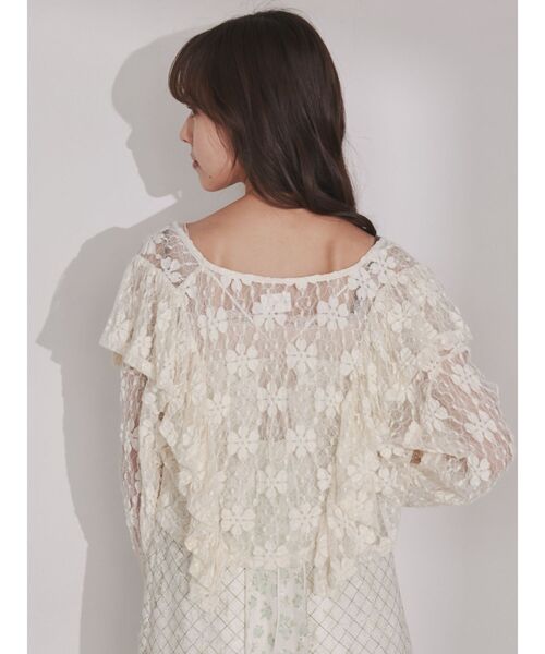 merry jenny（メリージェニー）の「カットレースリボンカーディガン（カーディガン/ボレロ・レディース・ブラック/オフホワイト/アイボリー・FREE）」の4枚目の写真