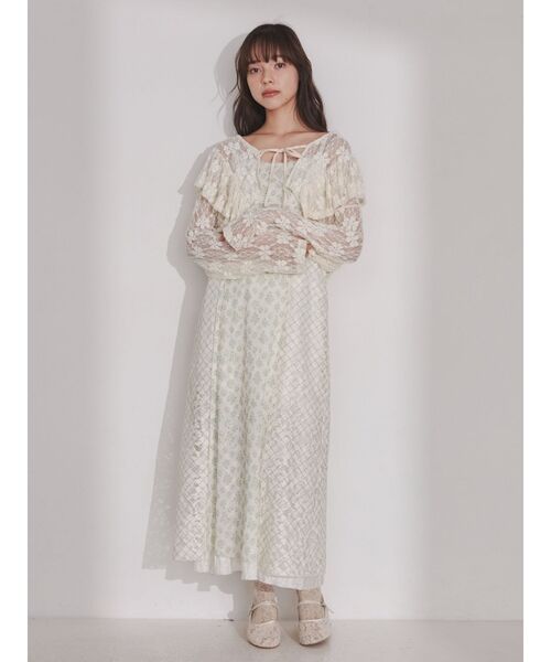 merry jenny（メリージェニー）の「カットレースリボンカーディガン（カーディガン/ボレロ・レディース・ブラック/オフホワイト/アイボリー・FREE）」の9枚目の写真