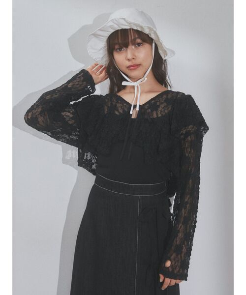merry jenny（メリージェニー）の「カットレースリボンカーディガン（カーディガン/ボレロ・レディース・ブラック/オフホワイト/アイボリー・FREE）」の14枚目の写真