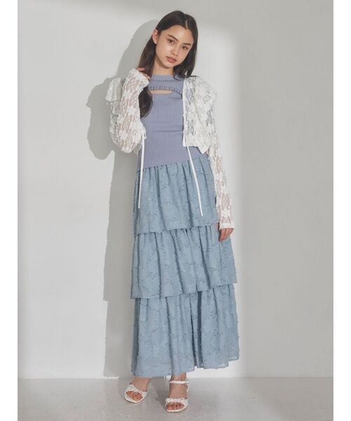 merry jenny（メリージェニー）の「カットレースリボンカーディガン（カーディガン/ボレロ・レディース・ブラック/オフホワイト/アイボリー・FREE）」の15枚目の写真