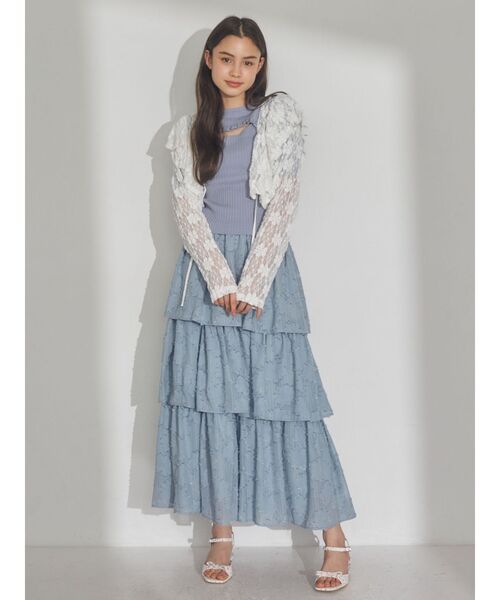 merry jenny（メリージェニー）の「カットレースリボンカーディガン（カーディガン/ボレロ・レディース・ブラック/オフホワイト/アイボリー・FREE）」の16枚目の写真