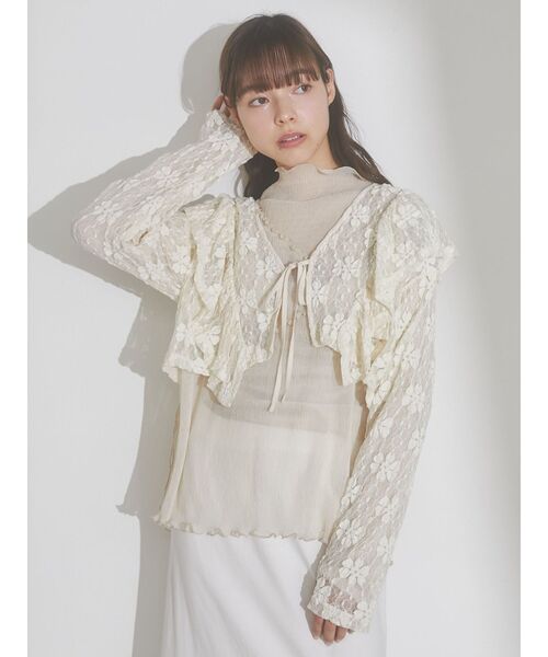 merry jenny（メリージェニー）の「カットレースリボンカーディガン（カーディガン/ボレロ・レディース・ブラック/オフホワイト/アイボリー・FREE）」の18枚目の写真