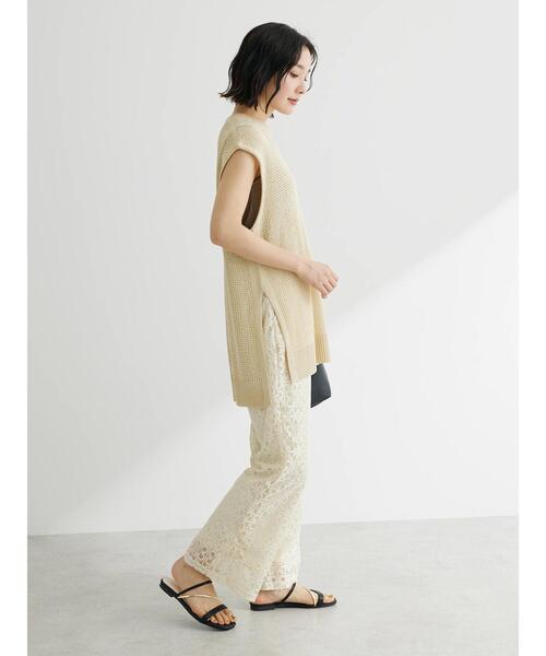 Green　Parks（グリーンパークス）の「格子柄レースパンツ（その他パンツ・レディース・ブラック/ライトベージュ・FREE）」の7枚目の写真