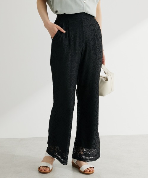 Green　Parks（グリーンパークス）の「格子柄レースパンツ（その他パンツ・レディース・ブラック/ライトベージュ・FREE）」の2枚目の写真