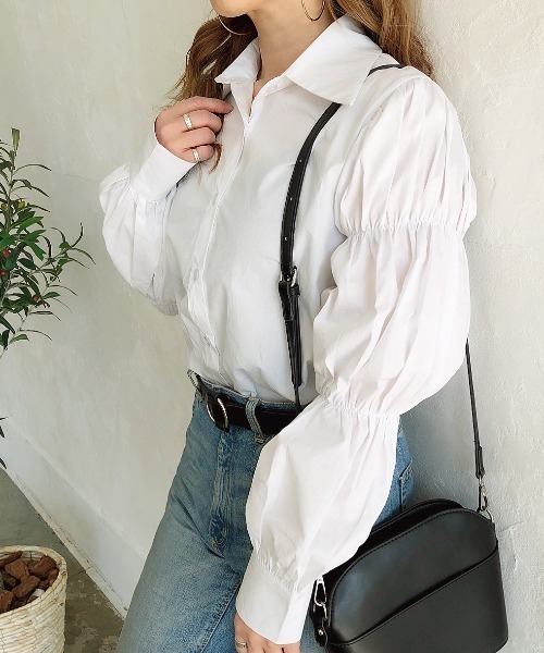 SHEENA(シーナ)の「シャーリング袖ブラウス(シャツ/ブラウス・レディース・ホワイト/ブラック・M)」の10枚目の写真