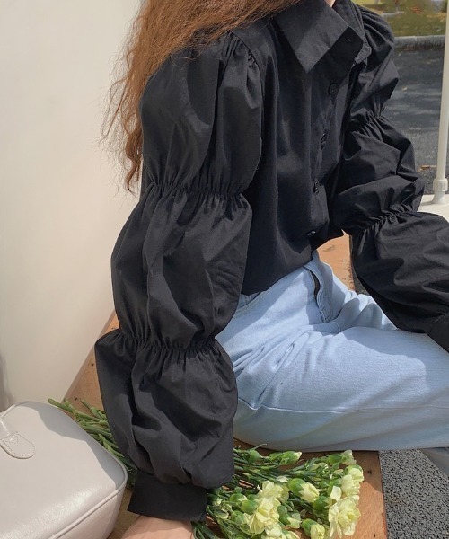 SHEENA(シーナ)の「シャーリング袖ブラウス(シャツ/ブラウス・レディース・ホワイト/ブラック・M)」の19枚目の写真