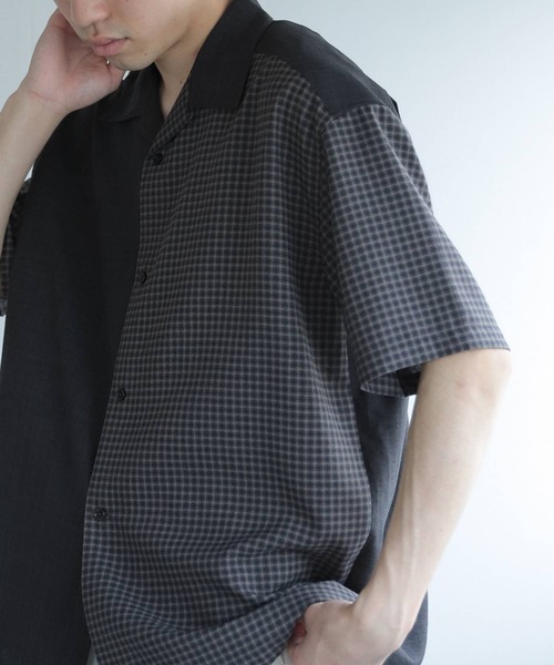 SENSE OF PLACE by URBAN RESEARCH（センスオブプレイスバイアーバンリサーチ）の「『セットアップ対応』『イージーケア』リネンライクブロックドシャツ(5分袖)（シャツ/ブラウス・メンズ・その他1/その他2・MEDIUM/LARGE）」の3枚目の写真