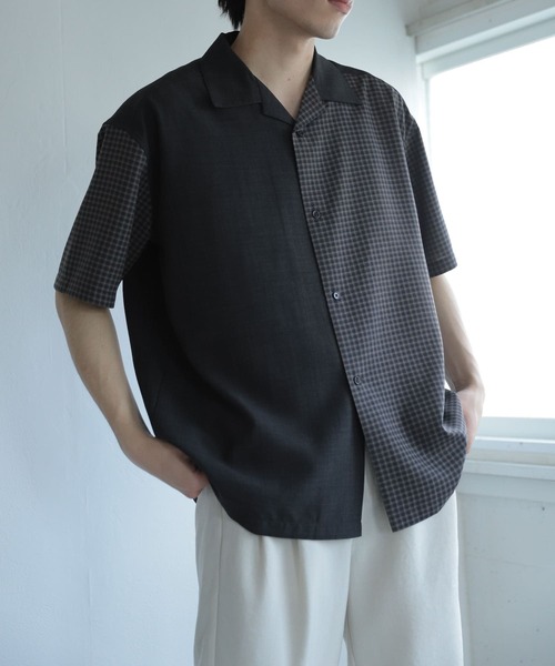 SENSE OF PLACE by URBAN RESEARCH（センスオブプレイスバイアーバンリサーチ）の「『セットアップ対応』『イージーケア』リネンライクブロックドシャツ(5分袖)（シャツ/ブラウス・メンズ・その他1/その他2・MEDIUM/LARGE）」の5枚目の写真