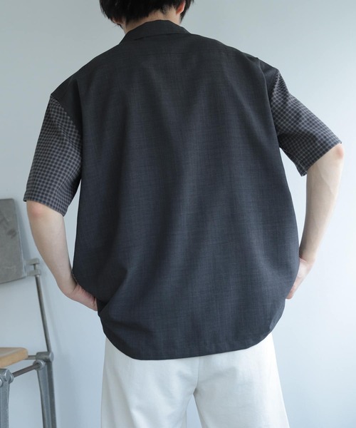 SENSE OF PLACE by URBAN RESEARCH（センスオブプレイスバイアーバンリサーチ）の「『セットアップ対応』『イージーケア』リネンライクブロックドシャツ(5分袖)（シャツ/ブラウス・メンズ・その他1/その他2・MEDIUM/LARGE）」の7枚目の写真