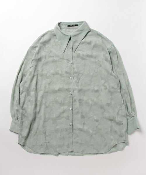 one way（ワンウェイ）の「オパールジャガードシャツ（シャツ/ブラウス・レディース・ライトグリーン/ベージュ/ホワイト/ライトブルー・FREE）」の6枚目の写真