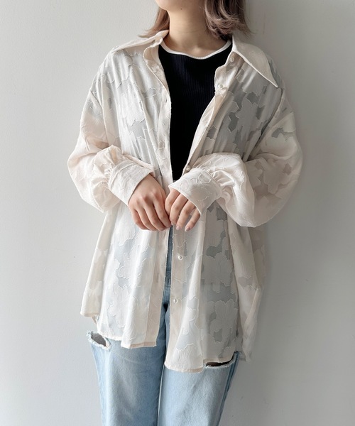 one way（ワンウェイ）の「オパールジャガードシャツ（シャツ/ブラウス・レディース・ライトグリーン/ベージュ/ホワイト/ライトブルー・FREE）」の11枚目の写真