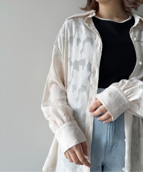 one way（ワンウェイ）の「オパールジャガードシャツ（シャツ/ブラウス・レディース・ライトグリーン/ベージュ/ホワイト/ライトブルー・FREE）」の15枚目の写真