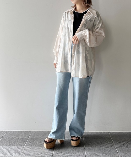 one way（ワンウェイ）の「オパールジャガードシャツ（シャツ/ブラウス・レディース・ライトグリーン/ベージュ/ホワイト/ライトブルー・FREE）」の12枚目の写真