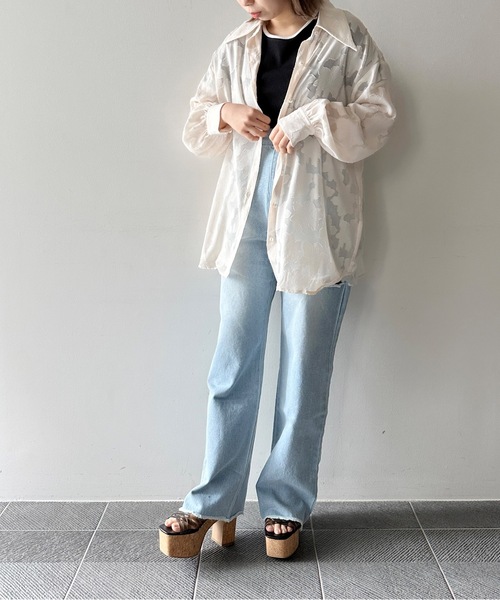 one way（ワンウェイ）の「オパールジャガードシャツ（シャツ/ブラウス・レディース・ライトグリーン/ベージュ/ホワイト/ライトブルー・FREE）」の13枚目の写真