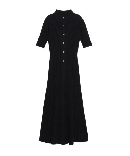 anuans （アニュアンス） フロントボタンリブニットワンピース ブラック anuans（アニュアンス）の「フロントボタンリブニットワンピース