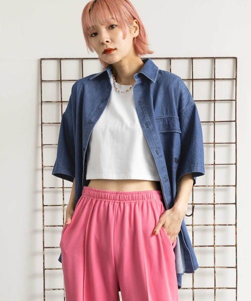 PBLIM（ページボーイリム）の「PAGEBOYLIM/ルーズデニムシャツ（シャツ/ブラウス・レディース・ブラック/ブルー・FREE）」の8枚目の写真