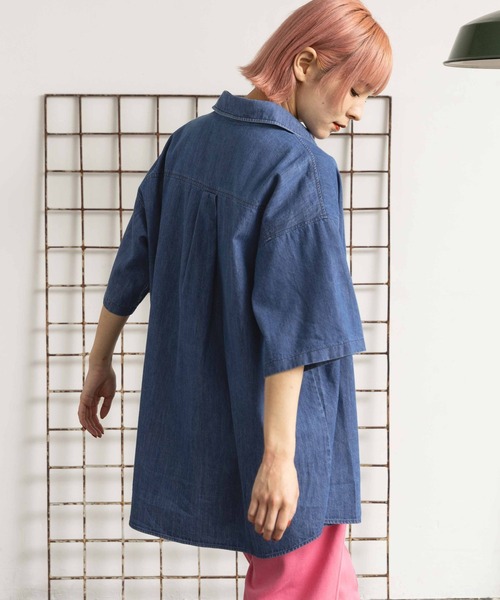 PBLIM（ページボーイリム）の「PAGEBOYLIM/ルーズデニムシャツ（シャツ/ブラウス・レディース・ブラック/ブルー・FREE）」の12枚目の写真