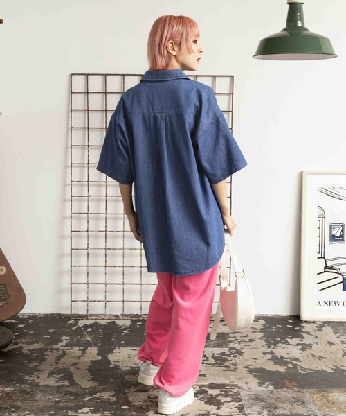 PBLIM（ページボーイリム）の「PAGEBOYLIM/ルーズデニムシャツ（シャツ/ブラウス・レディース・ブラック/ブルー・FREE）」の16枚目の写真