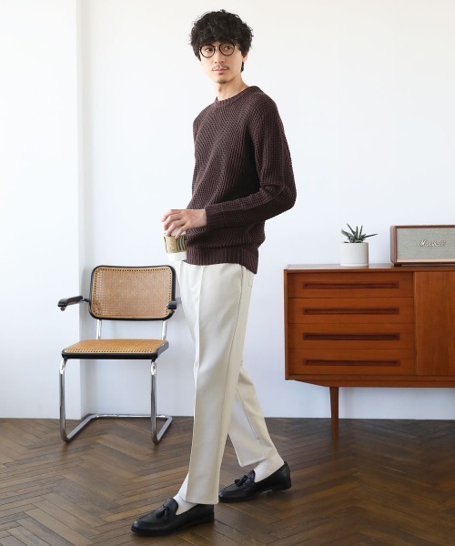 SPU(スプ)の「リラクシングシルエットセンタープレススラックスパンツ ポリストレッチ生地/テックリネン生地(スラックス・メンズ・ブラック/グレー/オフホワイト/チャコール/ネイビー系/グレー系/グレー系2/ブラック系・L/M/XL)」の15枚目の写真