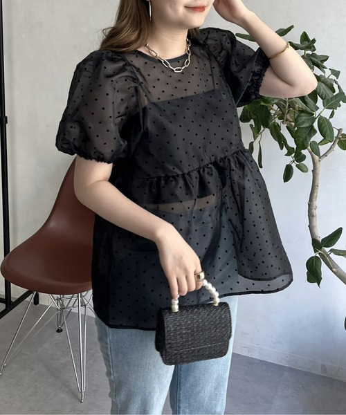 prose verse（プロズヴェール）の「フロッキードットオーガンジーペプラムブラウス（シャツ/ブラウス・レディース・ブラック・MEDIUM）」の18枚目の写真