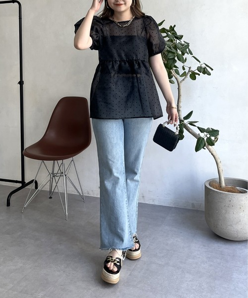 prose verse（プロズヴェール）の「フロッキードットオーガンジーペプラムブラウス（シャツ/ブラウス・レディース・ブラック・MEDIUM）」の16枚目の写真