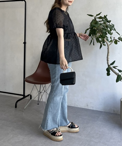 prose verse（プロズヴェール）の「フロッキードットオーガンジーペプラムブラウス（シャツ/ブラウス・レディース・ブラック・MEDIUM）」の13枚目の写真