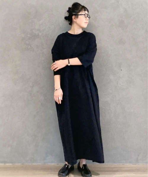 JOURNAL STANDARD LUXE(ジャーナルスタンダード ラックス)の「《追加2》クラシックテンジク スタンダードクルーネックワンピース(ワンピース・レディース・ブラック/ホワイト×ホワイト・MEDIUM/SMALL)」の5枚目の写真