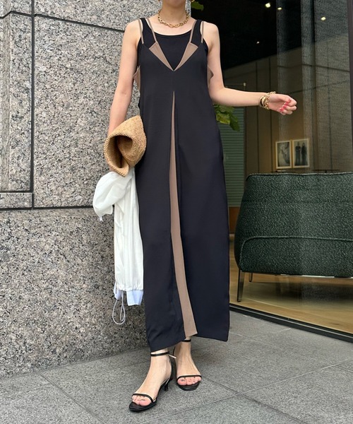 JW PEI キャミワンピース ブラック レザー PAGEBOY ワンピース レザーライクキャミワンピース : ZOZOTOWN