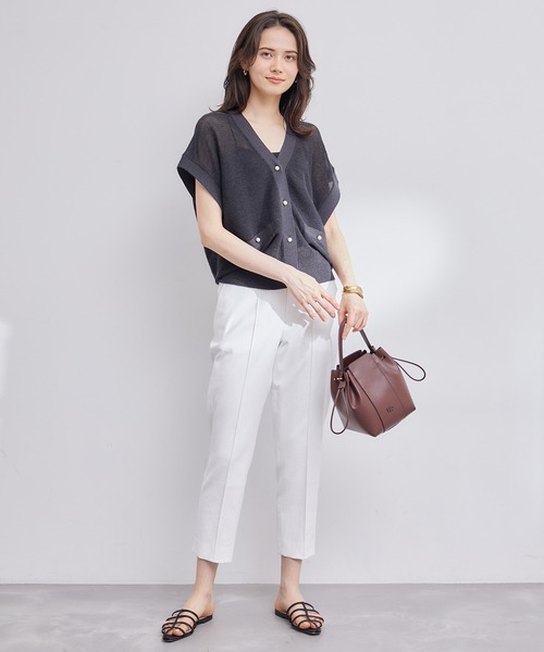 ROPE'（ロペ）の「ペーパーヤーンミドルゲージイミテーションパールベスト（ベスト・レディース・ベージュ/ホワイト系その他/スミクロ・38）」の21枚目の写真