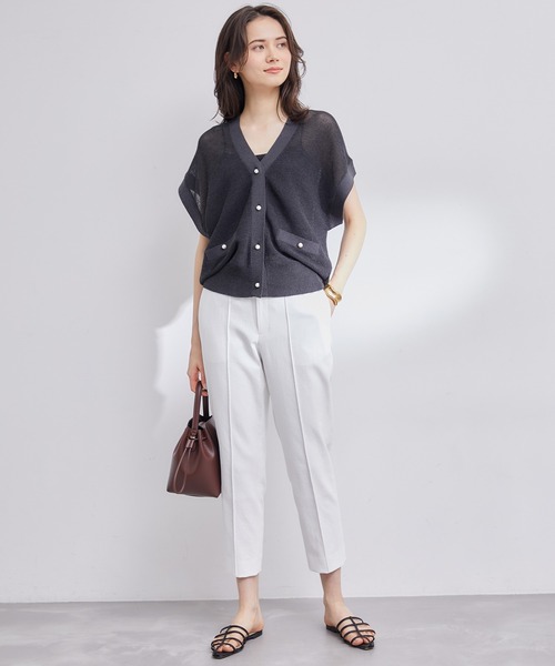 ROPE'（ロペ）の「ペーパーヤーンミドルゲージイミテーションパールベスト（ベスト・レディース・ベージュ/ホワイト系その他/スミクロ・38）」の22枚目の写真