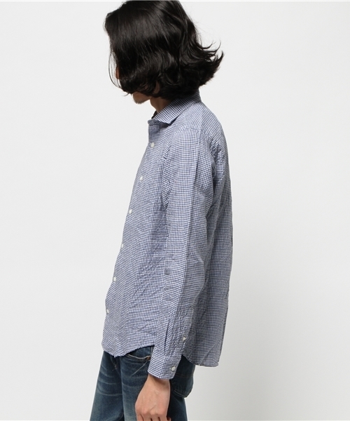 ivory court（アイボリーコート）の「フレンチリネン チェックカッタウェイ シャツ（シャツ/ブラウス・メンズ・ブラック/ネイビー/レッド・38/40/36）」の5枚目の写真