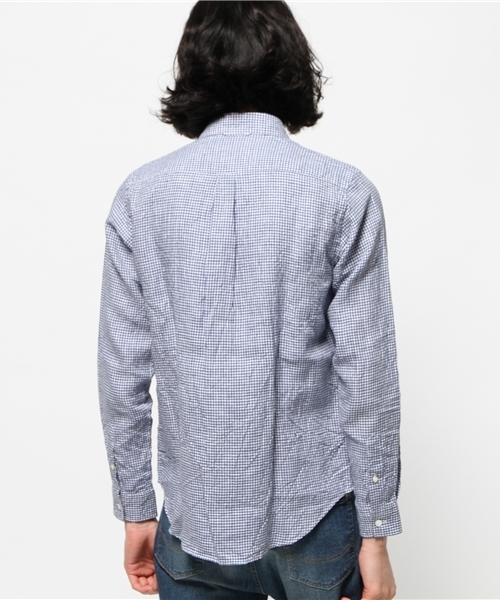 ivory court（アイボリーコート）の「フレンチリネン チェックカッタウェイ シャツ（シャツ/ブラウス・メンズ・ブラック/ネイビー/レッド・38/40/36）」の8枚目の写真