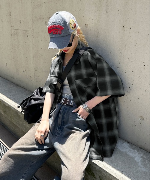 sedacle（セダクル）の「ジップアップオンブレチェックシャツ（シャツ/ブラウス・メンズ・パープル/ブラック/ブルー・MEDIUM/LARGE）」の21枚目の写真