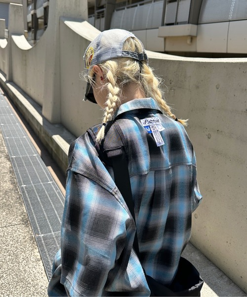 sedacle（セダクル）の「ジップアップオンブレチェックシャツ（シャツ/ブラウス・メンズ・パープル/ブラック/ブルー・MEDIUM/LARGE）」の12枚目の写真